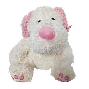 Goffa Pink White Puppy Dog Heart Plush 10.5"